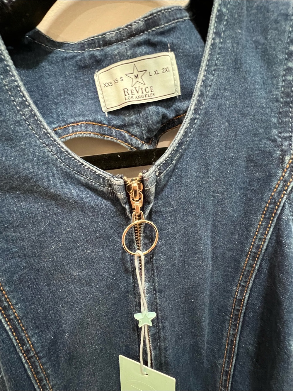REVICE Hollywood Heartthrob Dark Blue Denim Jumpsuit with O Ring Zipper - Picture 6 of 11